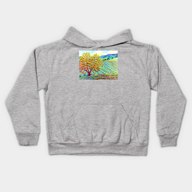 Napa Valley California wine lover vineyard Kids Hoodie by Fantasyart123